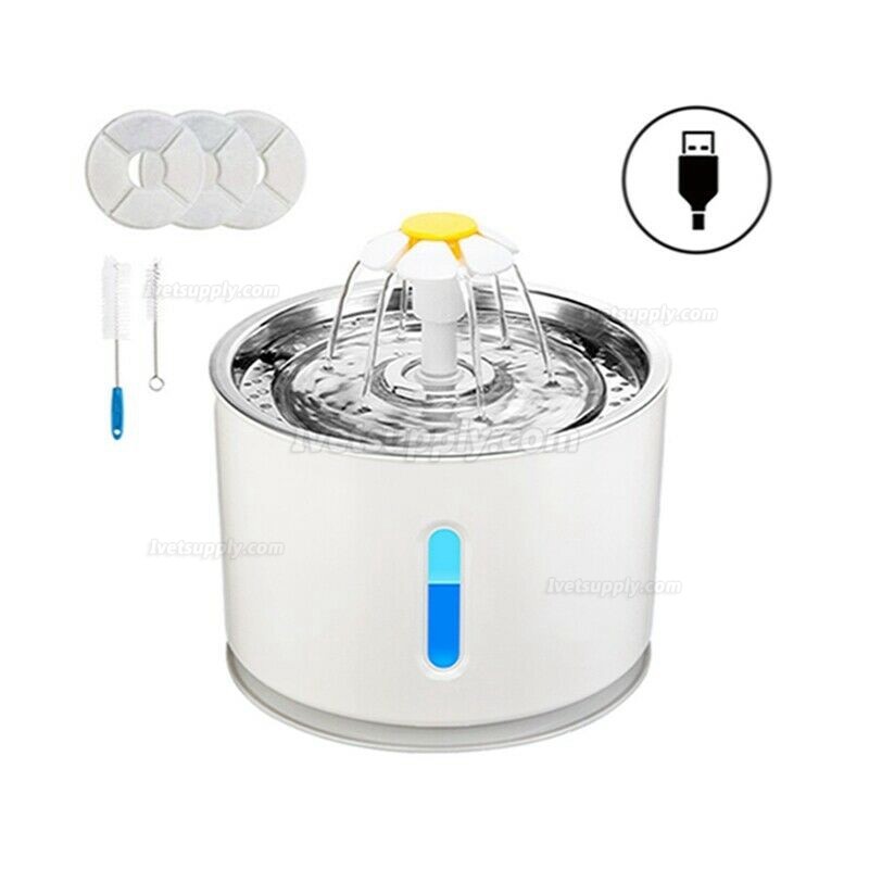 2.4L Automatic Electric Pet Water Fountain Cat Dog Drinking Dispenser +3 Filters